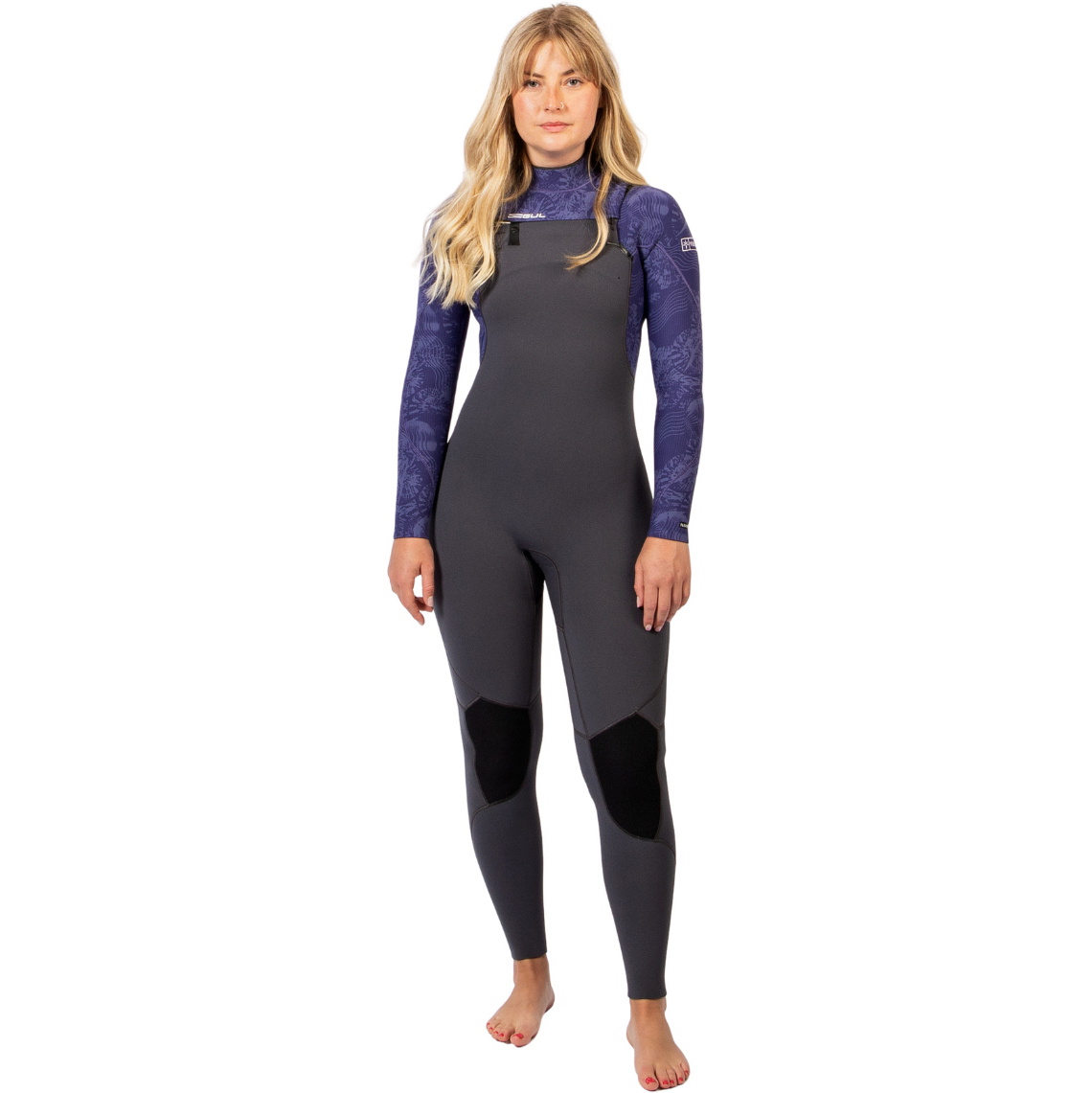 2026 Gul Womens Yulex Flexor 3/2mm Chest Zip Wetsuit FX1225-GYTB - Grey / Tiebird